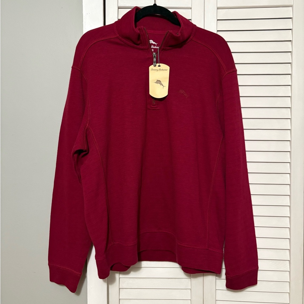 Tommy Bahama Quarter Zip Pullover Men’s Size Large Rhumba Red NWT